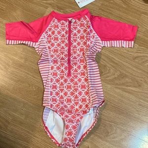 UV Skinz Girls Pink/White, Half Zip Rash Guard